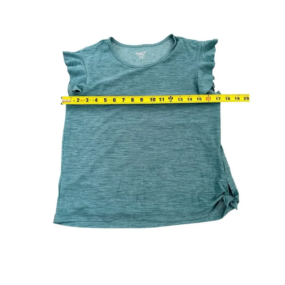 Old Navy Active shirt with ruffle sleeves teal size XL